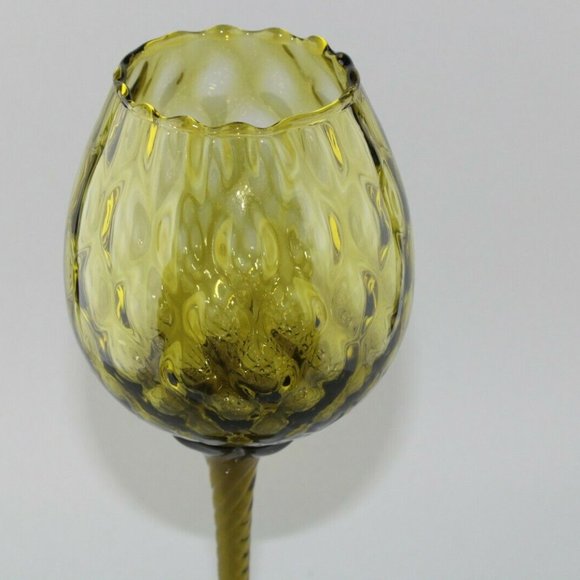 MCM Dabs Italy Dark Green Blown Glass Tall Stem - Picture 4 of 12